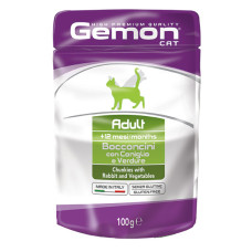 Gemon Cat Wet Adult (Кролик) с кусочками мяса в желе, 100 г