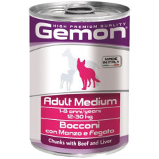 Gemon Dog Wet Medium Adult (Говядина, Печень) с кусочками мяса в желе, 415 г