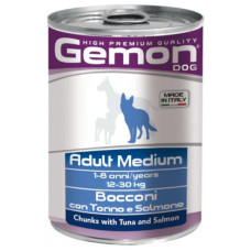 Gemon Dog Wet Medium Adult (Тунец, Лосось) с кусочками мяса в желе, 415 г
